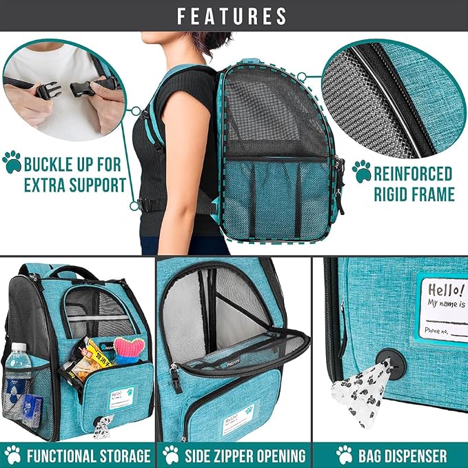 PetAmi Dog Cat Backpack Carrier, Expandable Pet Carrier Backpack - Image 6