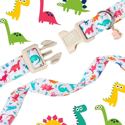 Summer Dog Collar, Adorable Dinosaur Cotton Dog Collar - Image 4