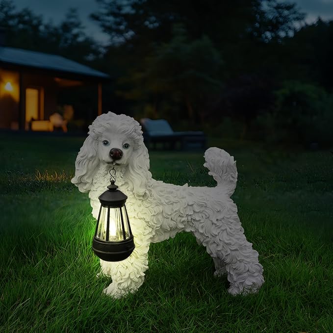 Poodle Statue Outdoor Decorations – Dog Statues Outdoor Standing White Poodle - Image 5