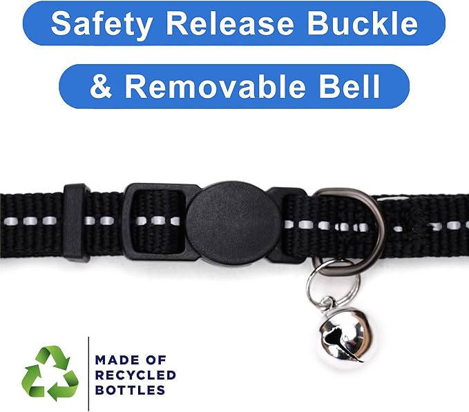 Pawtitas Recycled Black Reflective Cat Collar – Eco-Friendly Breakaway Safety - Image 6
