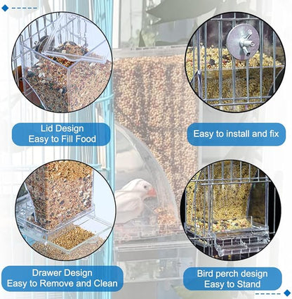 Hamiledyi No Mess Bird Cage Feeder 2Pack Automatic Parrot Seed Feeders - Image 3