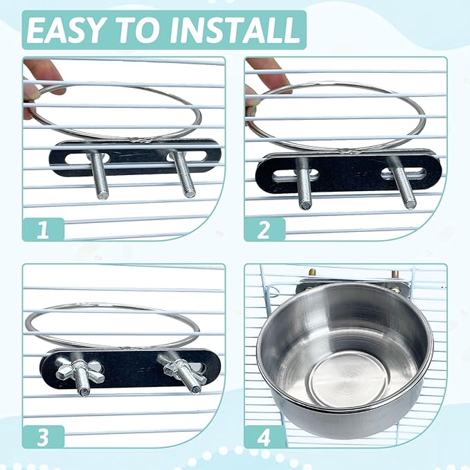 PINVNBY Stainless Steel Bird Bowl Parrot Food Water Bowls - Image 4