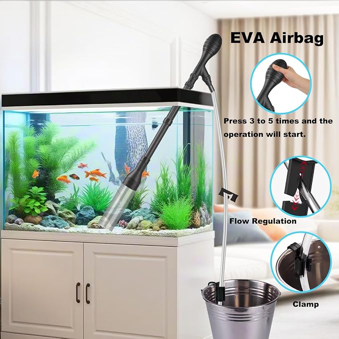 Carefree Fish Aquarium Gravel Cleaner 6Ft Hose Fish Tank Water Changer Gravel - Image 3