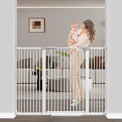 40.5"-54.7" Baby Gates for Doorways, 40.5" Tall Dog Gate Indoor, Walk Through by FlowerFrail