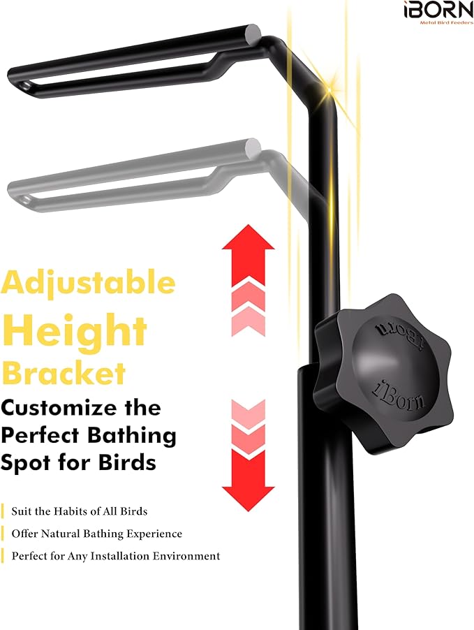 iBorn Bird Bath for Outside, Deck Mounted Bird Bath 12in，Birds Baths for - Image 5