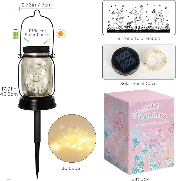 kyoryuger Bunny Gifts for Women/Men Bunny Lovers Solar Lantern Mom Birthday - Image 7