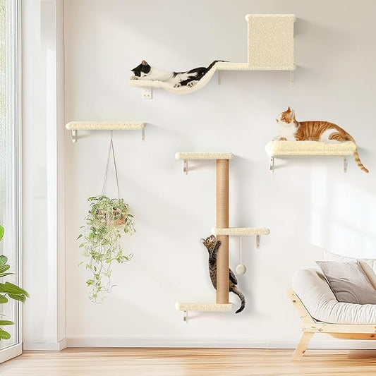 FUKUMARU Cat Wall Shelves, Stable & Safe 4 in 1 Large Cat Walls Furniture Set by FUKUMARU