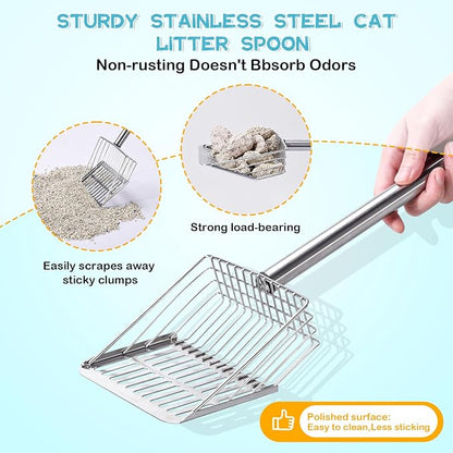 Metal Cat Litter Scoop with Holder Stainless Steel Kitten Poop Scooper - Image 4
