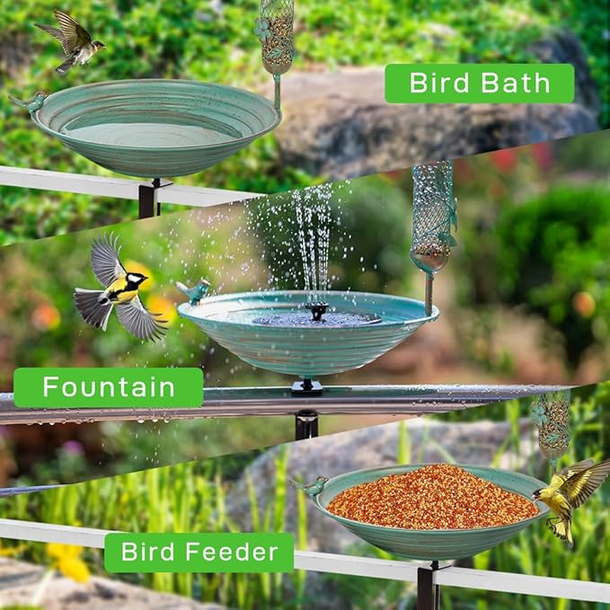 DREAMSOUL 13 Inches Deck Bird Bath, Metal Bird Bath Bowl Unheated - Image 5