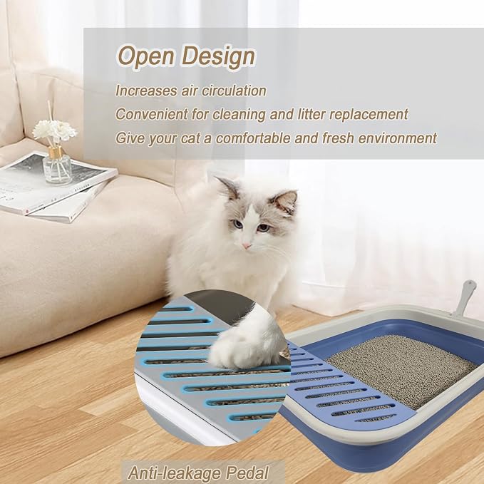 Senior Cat Litter Boxes, Collapsible Open Low Entry Cat Litter Pan - Image 6