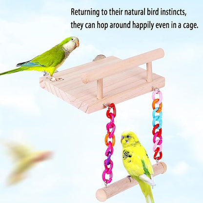 Natural Wood Bird Perch Platform - Image 2