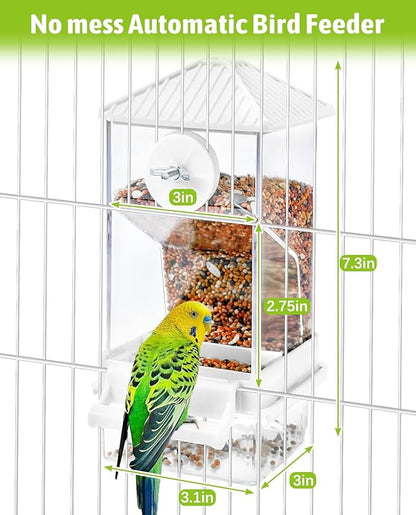 Hamiledyi Automatic Bird Feeder No Mess Bird Cage Feeder Seed Food Container - Image 2