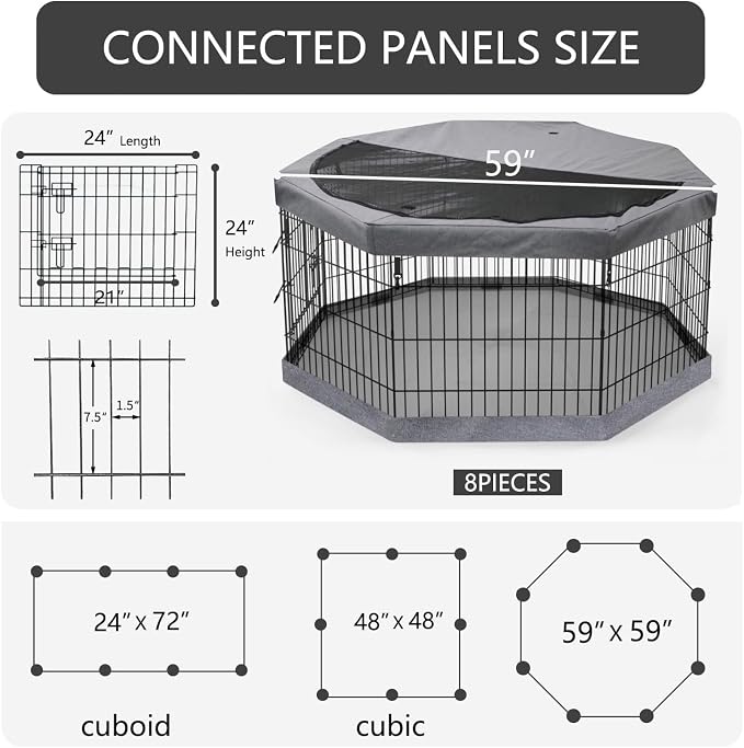 PETIME Foldable Metal Dog Exercise Pen/Pet Puppy Playpen Kennels Yard Fence - Image 3