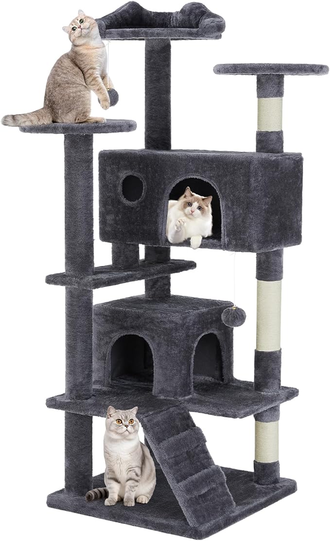 Cat Tree 54 Inch, Sisal Scratching Posts and Climbing Ladder, Pet Play Toy by Aidoly