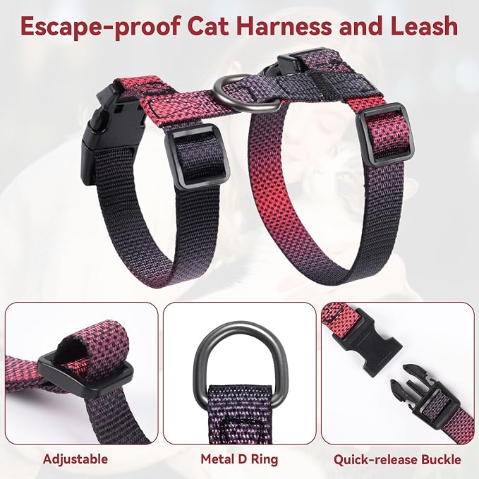 Cat Harness and Leash Set, 3-in-1 Escape Proof Adjustable, Comfortable Soft - Image 3
