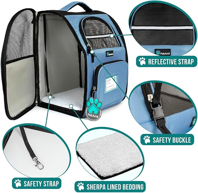 PetAmi Dog Backpack Carrier for Small Large Cat, Ventilated Pet Hiking Backpack - Image 4