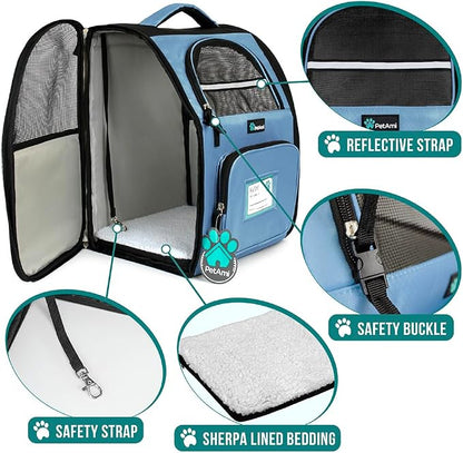 PetAmi Dog Backpack Carrier for Small Large Cat, Ventilated Pet Hiking Backpack - Image 4