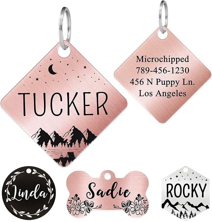 Ultra Joys Stainless Steel Pet ID Tag Dog Name Tags Personalized Front and Back by UltraJoys