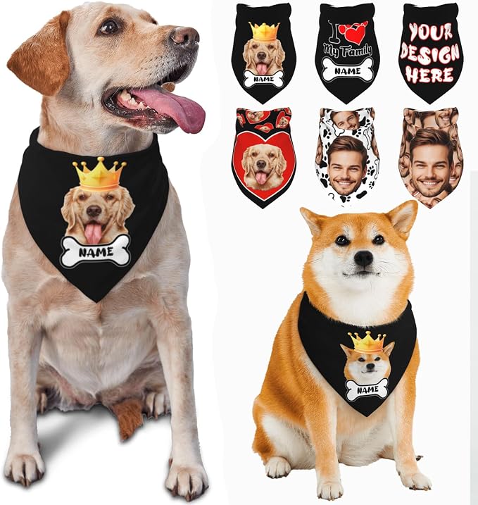 Custom Dog Bandana for Cat Dog Pet Add Your Design Personalized Neckwear by Custom
