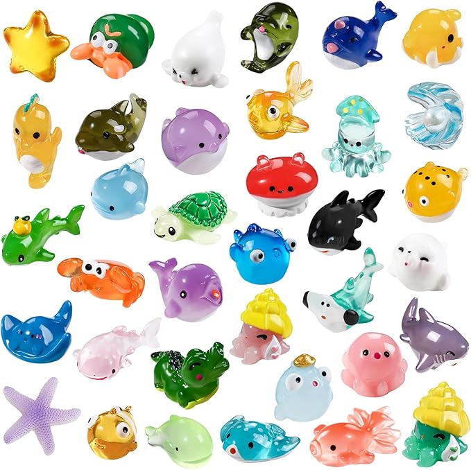 DIYDEC 36pcs Mini Ocean Resin Animals Tiny Sea Animals Figurines Marine - Image 3