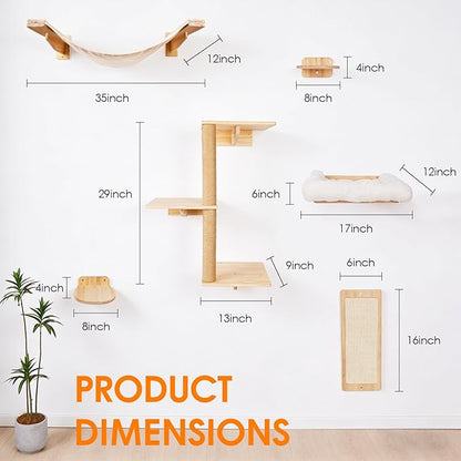 6in1 Cat Wall Shelves Climbing Systems, Large Cat Furniture Shelf Set Wall - Image 3