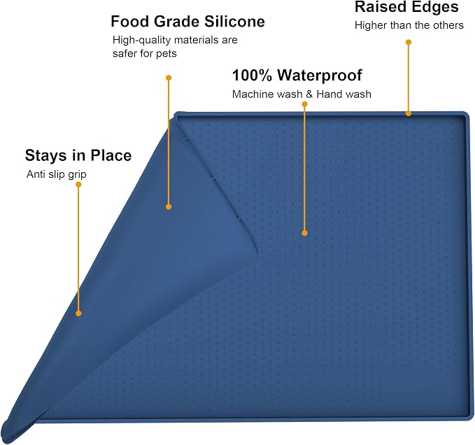 Mofason Pet Food Mat Waterproof Dog Mat 24”x16” Large – 0.5” inch Raised Edge - Image 5