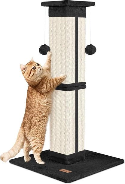 Cat Scratching Post 33 inch for Indoor Cats, High Cat Scratch Post Black by Unknown