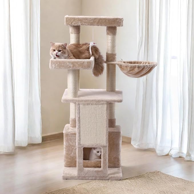 Cat Tree, 50.31-Inch Cat Tower for Indoor Cats, Cat House by PET+FULED