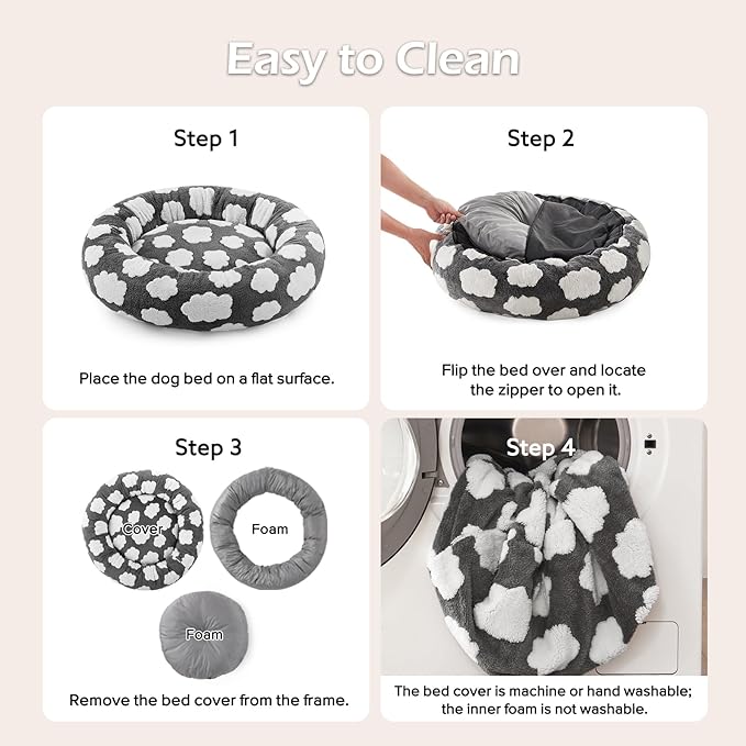 JOEJOY Donut Large Dog Bed, Cute Round Calming Dog Bed - Image 5
