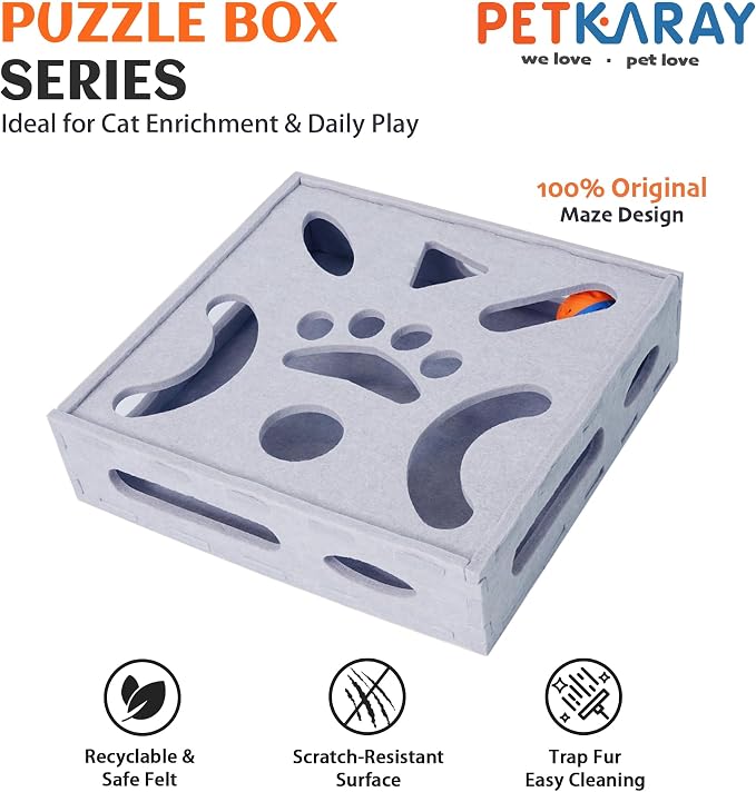 PETKARAY Felt Cat Puzzle Toy, Interactive Cat Toys - Image 2