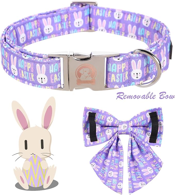 MR. CHUBBYFACE Easter Dog Collar, Adjustable Pet Collar Bowtie - Image 2