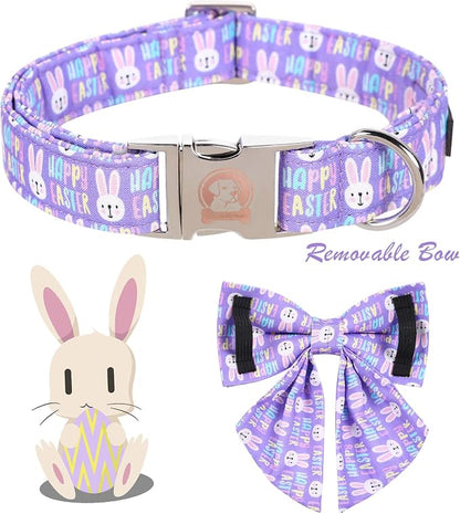 MR. CHUBBYFACE Easter Dog Collar, Adjustable Pet Collar Bowtie - Image 2