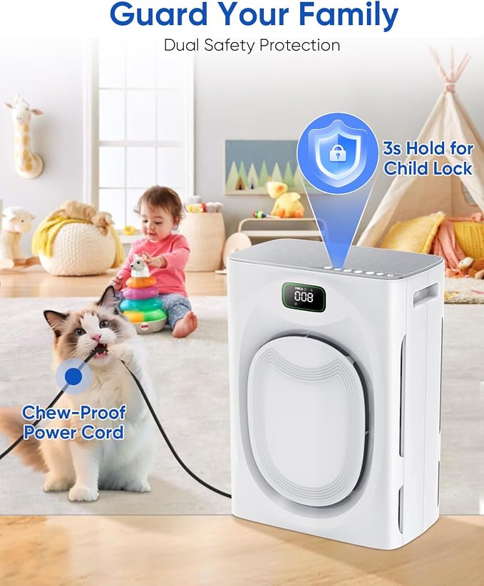 Pet Air Purifiers for Home Large Room Up to 2500 Ft², Double-Sided HEPA Air - Image 6