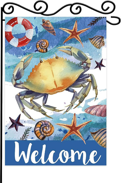 Starfish Crab welcome Garden Flag, Welcome to Undersea World Garden Flag by WPCTYQ