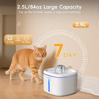 Cat Water Fountain, 84oz/2.5L Pet Cat Fountain – Ultra Quiet Upgraded Automatic - Image 2
