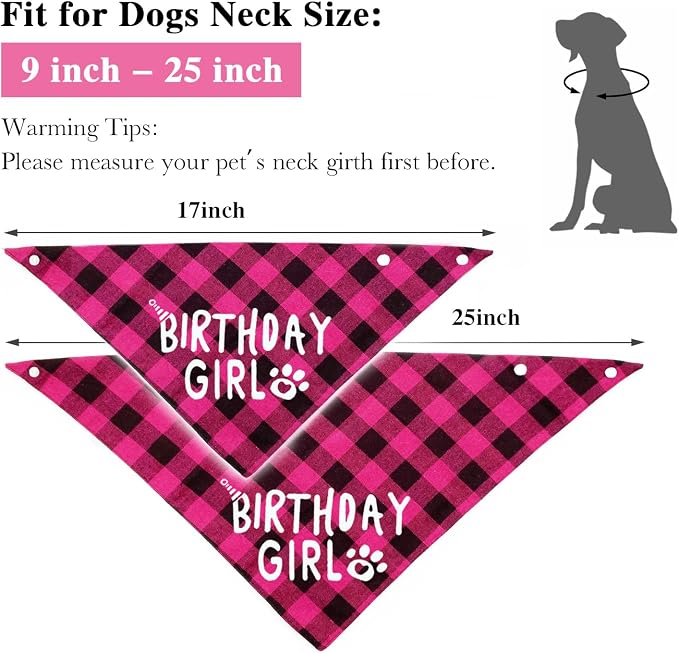 Plaid Dog Bandana with Button, Dual Layer Soft Cotton Triangle Dog Scarf - Image 3