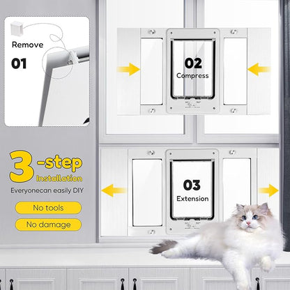 Full-Size Window Pet Door for Cats & Small Dogs, Width Adjustable Fits Sliding - Image 4
