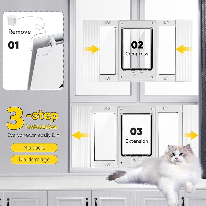 Full-Size Window Pet Door for Cats & Small Dogs, Width Adjustable Fits Sliding - Image 4