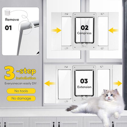 Full-Size Window Pet Door for Cats & Small Dogs, Width Adjustable Fits Sliding - Image 4