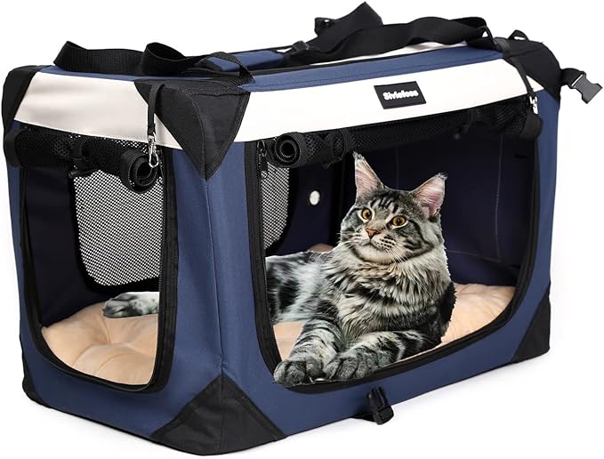 Collapsible Dog Travel Crate, Portable Soft-Sided Pet Carrier Extra Large Cat by Sivlefoss