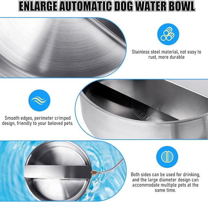 Automatic Dog Water Bowl Dispenser Large Breed Stainless Steel Auto Fill Dog - Image 4
