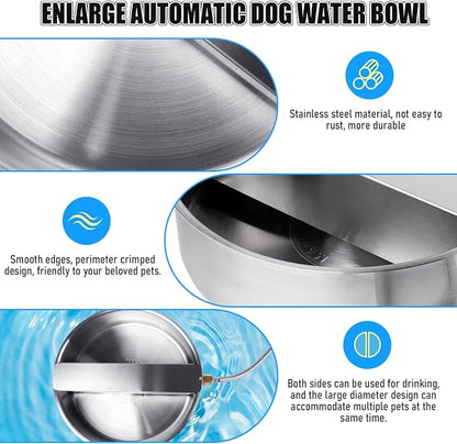 Automatic Dog Water Bowl Dispenser Large Breed Stainless Steel Auto Fill Dog - Image 4