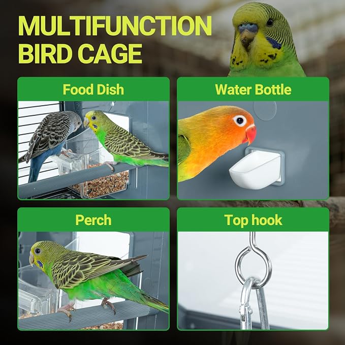 Acrylic Bird Cage, 25 inch Medium Parrot Cage - Image 4