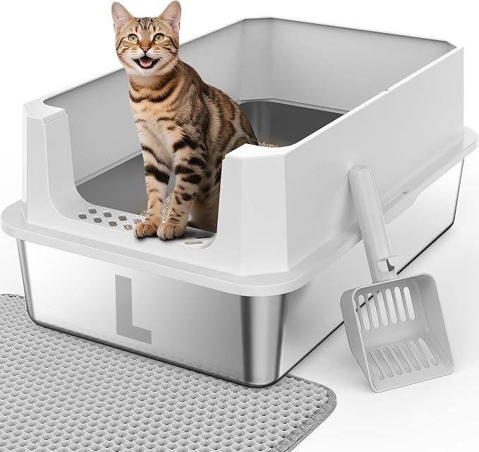 FURTIME Stainless Steel Litter Box by FURTIME