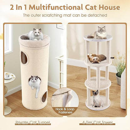 Tangkula 4 Story Cat Tree Condo, 49” Barrel-Shaped Cat House - Image 3