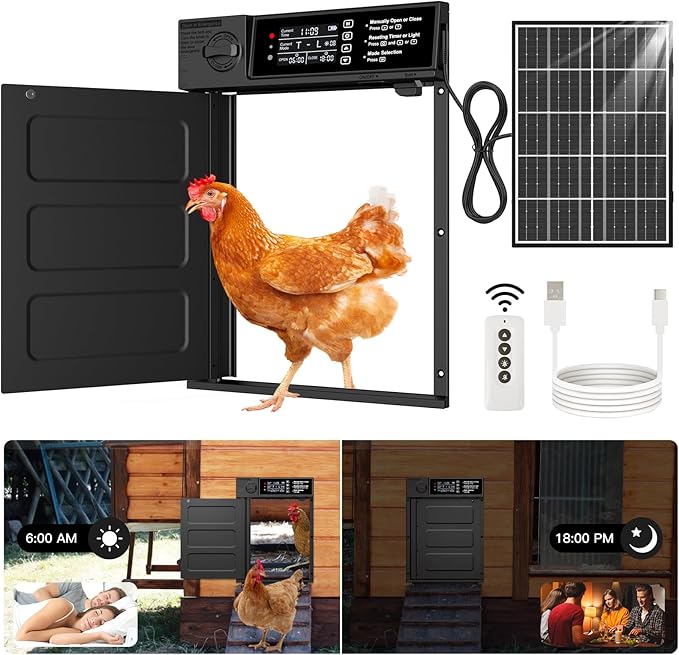 Automatic Chicken Coop Door, Large Size Solar Powered Coop Door by PetDeluxe