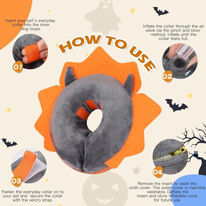 IEUUMLER Inflatable Recovery Dog Collar, Protective Donut Cone, Adjustable Soft - Image 5