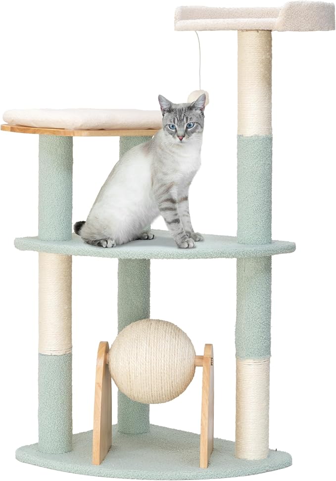 Kitty City Triple Perch Wooden Cat Tower by KittyCity