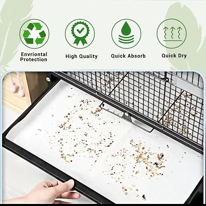 ZIQON 120 Pcs Bird Cage Liner Papers Big Size Cage Paper Liners Disposable Cage - Image 4