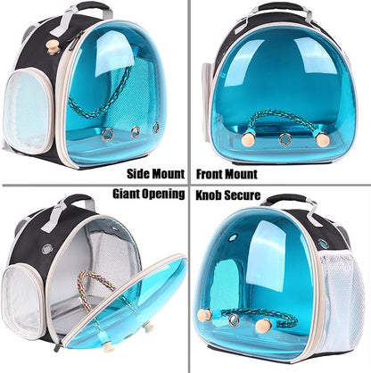 Polarized Tinted Blue Bubble Small Bird Carrier Travel Cage, Portable Bird - Image 4